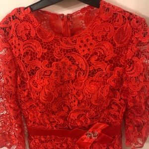 Izilady red lace dress-valentine